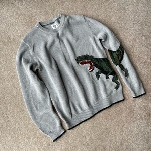 Gap Kids Light Gray Boys Unisex T REX Sweater Size XXL 14-16 NWOT